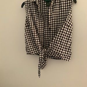 Ralph Lauren Black Gingham Top